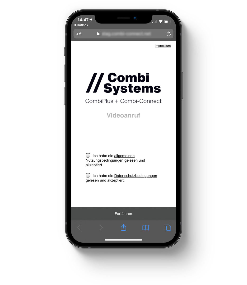 myConnect VideoCall - Startscreen