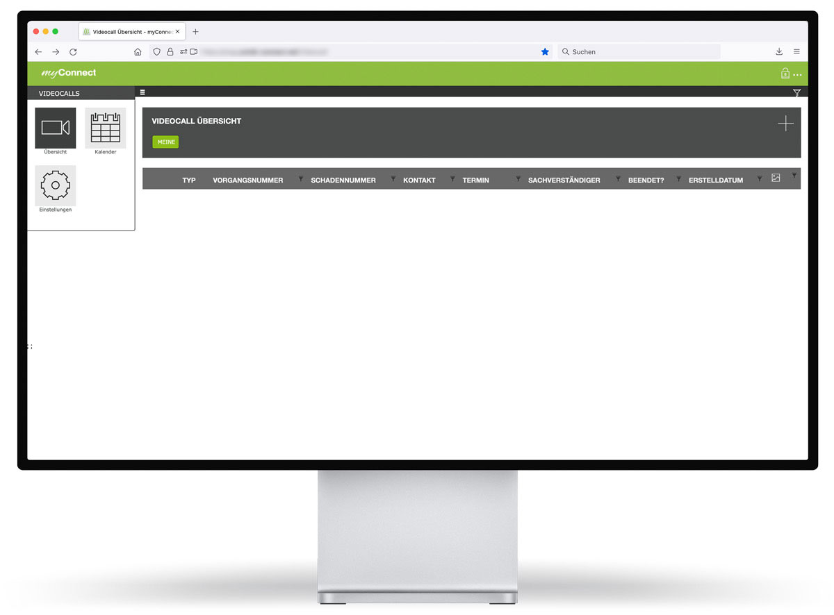 myConnect VideoCall &Uuml;bersicht